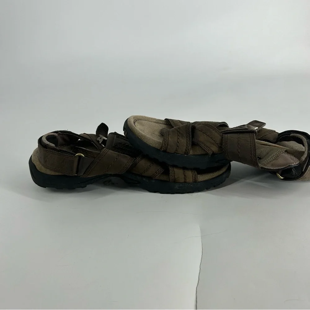 Teva Shoes Men 9 Brown Waterproof Leather Sandlas Fisherman Mule Slip On Comfort